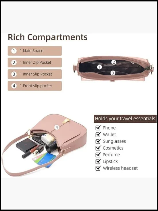 Vintage Retro Vegan Leather Shoulder Bag Quilted Crossbody Clutch Tote - Picture 4 of 7